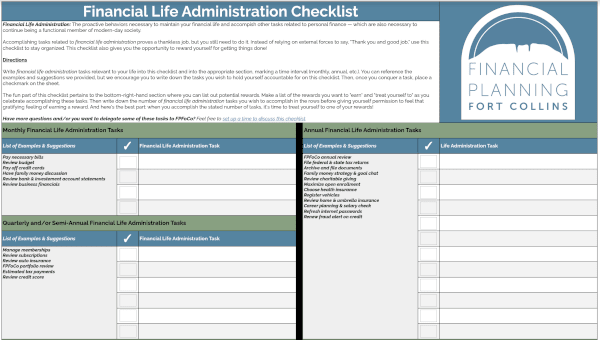 Financial Life Administration Checklist