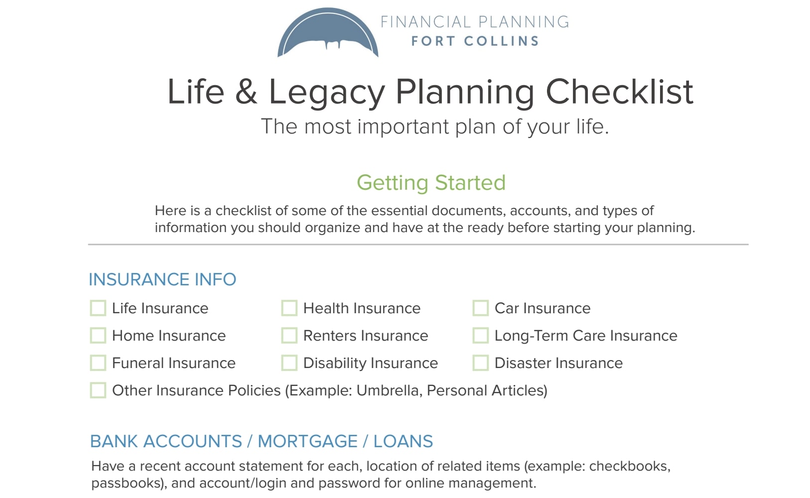 Life & Legacy Planning Checklist